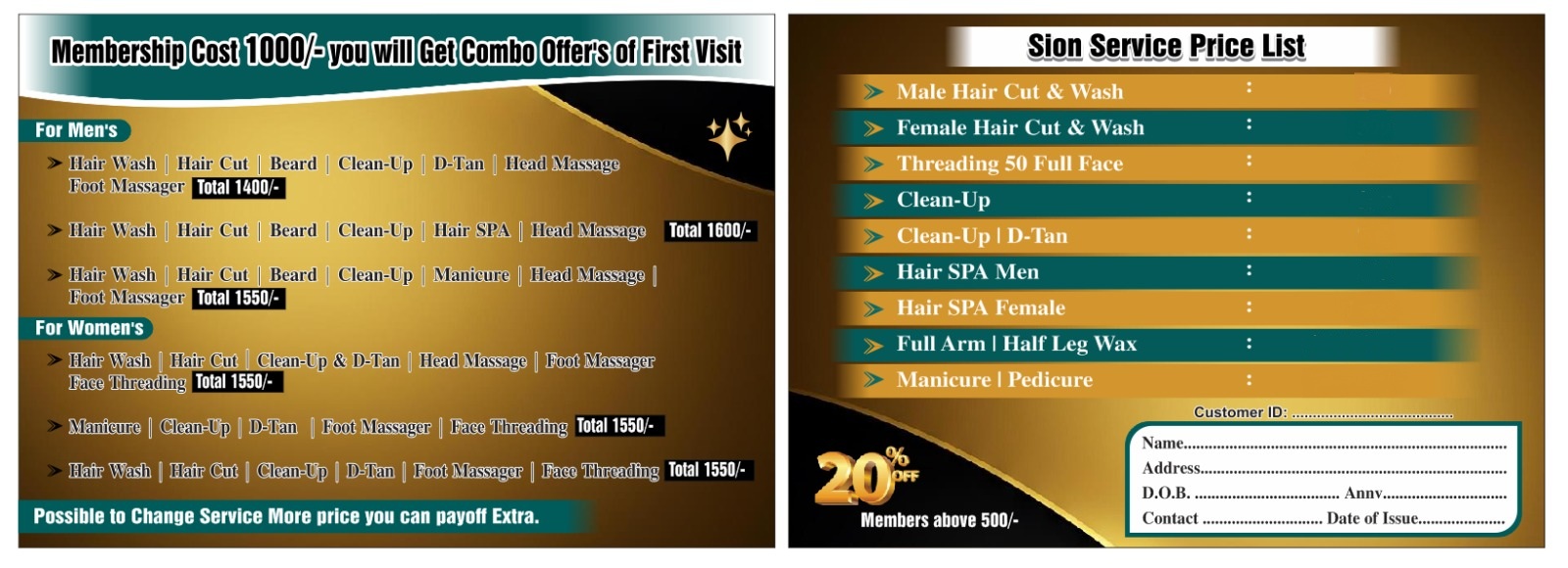 Actieblad Sion 2 en 3 without prices services